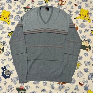 Vintage 80s Robert Bruce Blue Tall Striped Acrylic Sweater